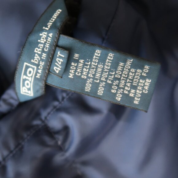 Polo Ralph Lauren Boys Reversible Down Puffer Vest Navy Tan 4T Lightweight - Picture 4 of 6